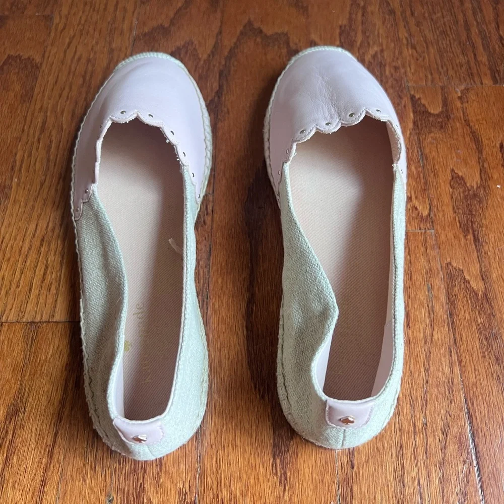 kate spade Pale Pink Leather Espadrille Flats with Cream Trim